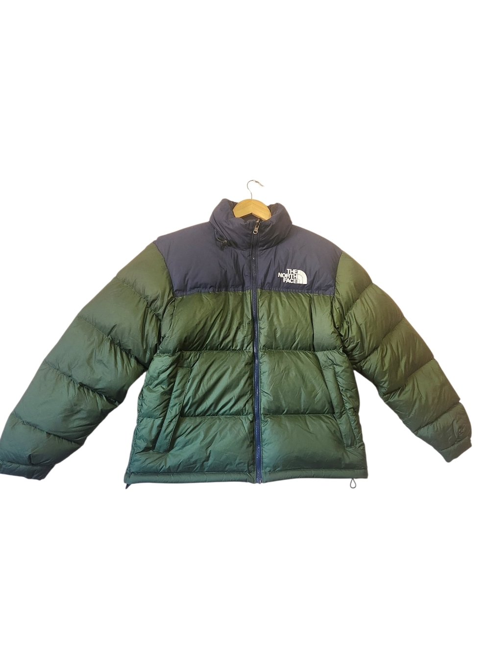 The North Face 1996 Retro Nuptse Jacket Green Navy Men's Size M Puffer Down